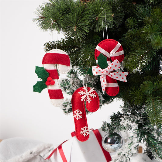 Christmas Decoration Products Crutch Shape Non-woven Felt Pendant